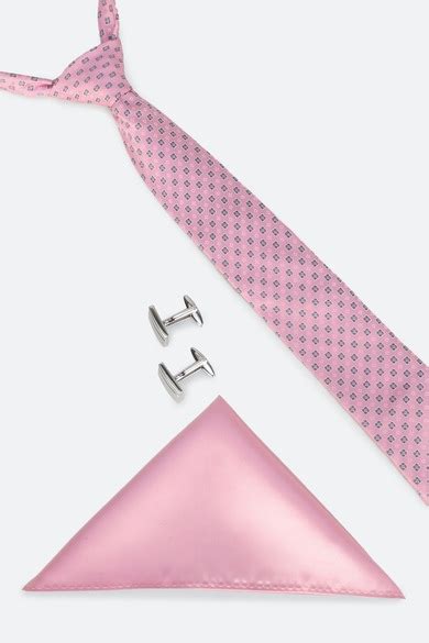 Buy Men Pink Formal Tie Pocket Square And Cufflink Online - 746535 ...