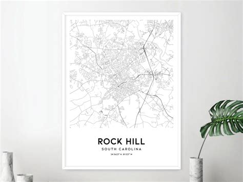 Rock Hill Map Print Rock Hill Map Poster Wall Art Sc City - Etsy