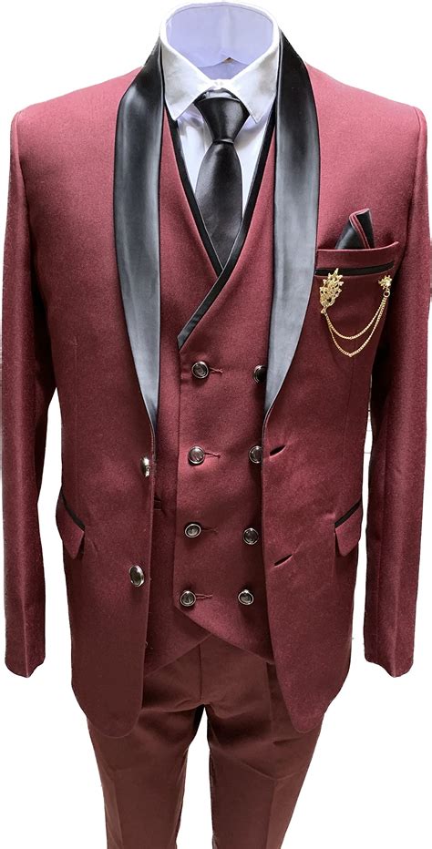 Buy MEHROON Solid Three Piece Coat Pant for Men (34) at Amazon.in