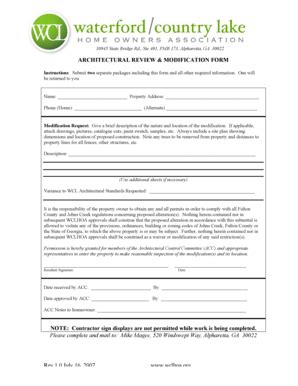 Fillable Online ARCHITECTURAL REVIEW amp MODIFICATION FORM Fax Email ...