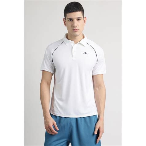 Buy Reebok Men White Collar Neck Polo T-Shirt Online