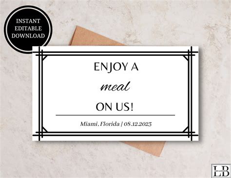 Meal Ticket Template 2, Instant Download, Printable Meal Template ...