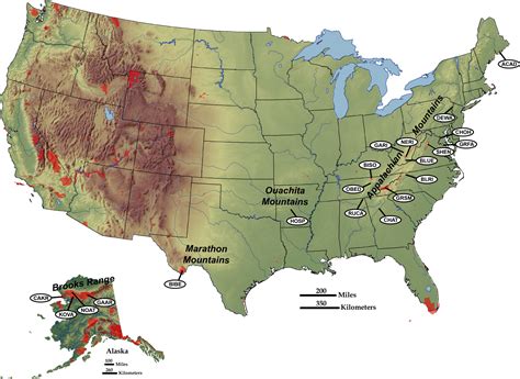 Mountains In Usa Map