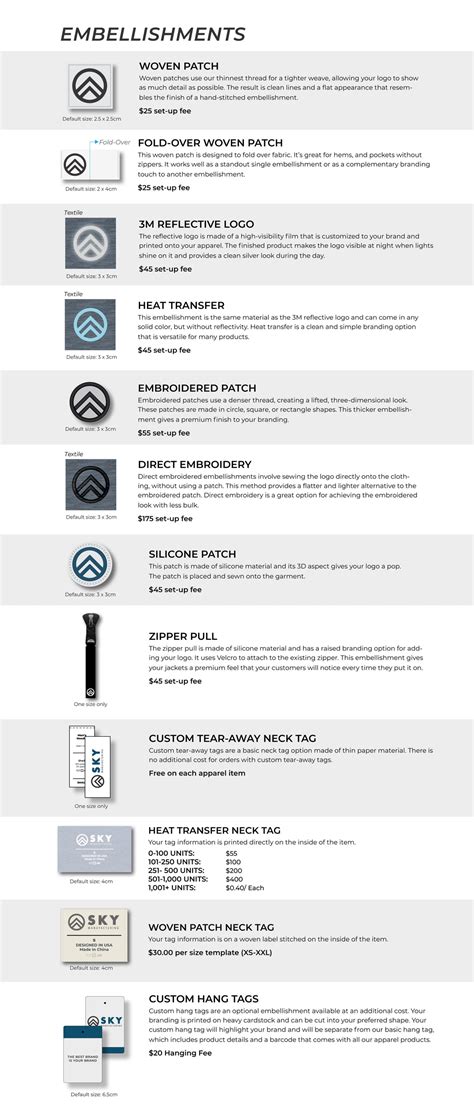Embellishments – Sky Manufacturing Info