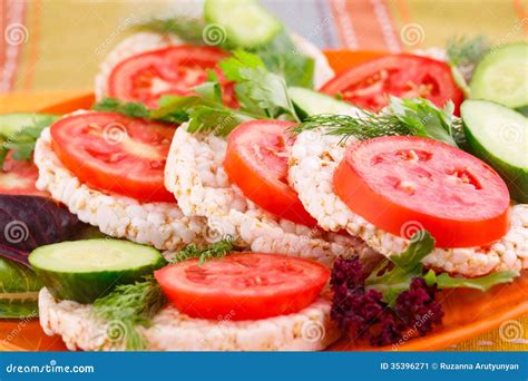 Puffed Rice Crackers Sandwiches Stock Image - Image of heap, lunch ...