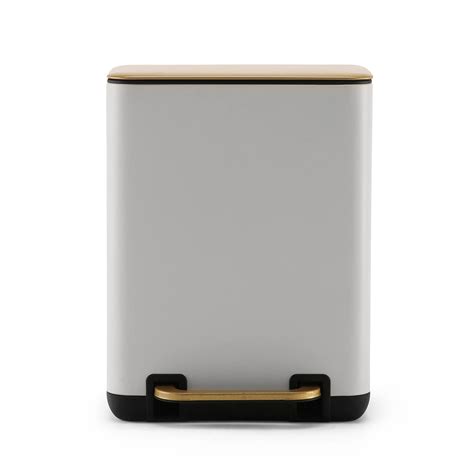 PURE HOME + LIVING White Iron Pedal Rectangular Waste Bin with Lid ...