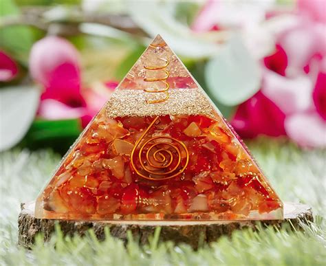 PYOR Carnelian Orgone Pyramid Crystal Healing EMF Protection Aura ...
