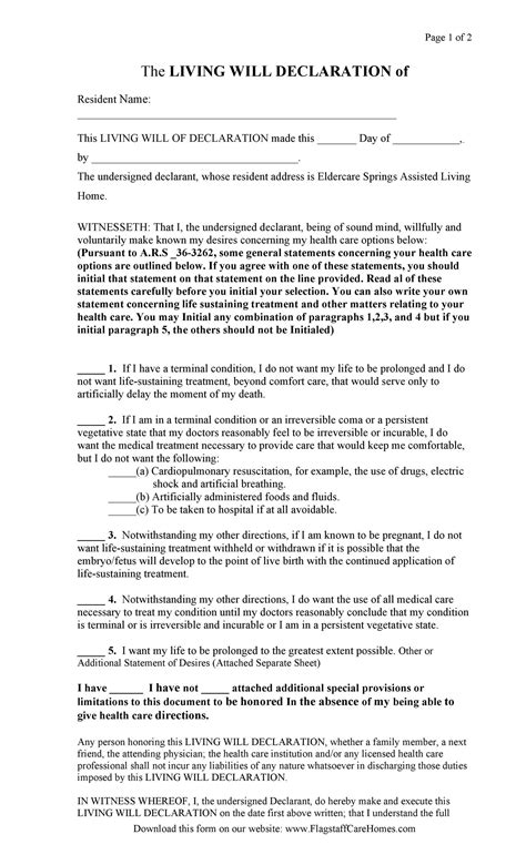 Free Living Will Printable: Easy Forms & Guides - Printables for Everyone