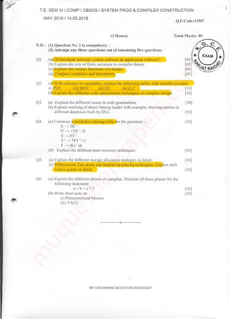 SPCC MAY18 - PYQS - Cryptography and System Security - Studocu