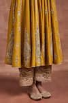 Buy Yellow Handloom Cotton Embroidery, Sequins Roop Zari Anarkali ...