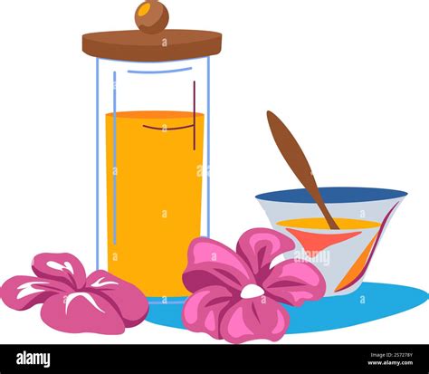 Heated and melted wax for depilation in spa salon, isolated tools and ...