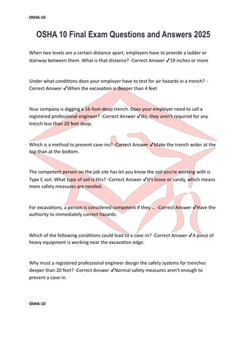 OSHA 10 Final Exam Questions and Answers 2025 - OSHA 10 . - Stuvia US