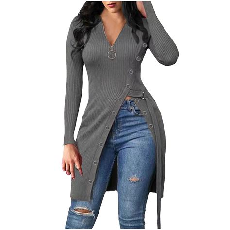 Edvintorg Women's Dress Long Sleeve Clearance Fashion V Neck Dress With ...