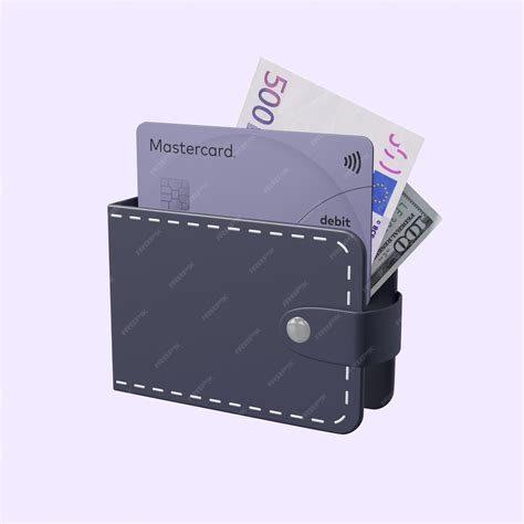 Premium PSD | A 3d wallet with a mastercard and cash