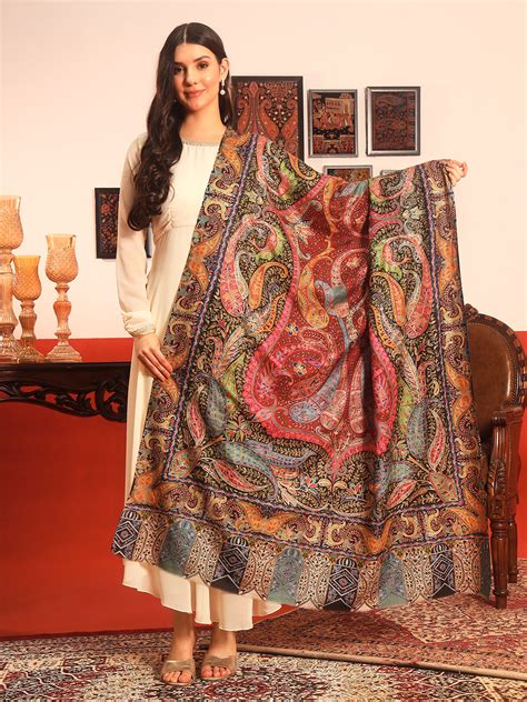 Pashmoda Women Daastaan Fabric Kalamkari Embroidered Shawl (Size: 101x