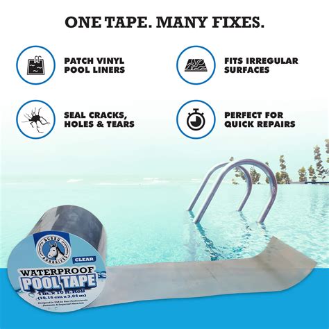 Burro Adhesives Waterproof Clear Underwater Vinyl Repair Pool Tape Kit