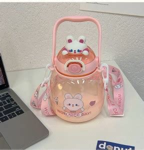Wengvo 1300 ML Kawaii Bear Water Bottles With Straw Strap Summer Large ...
