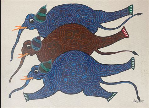 Elephants | Bhil Art by Geeta Bariya | MeMeraki