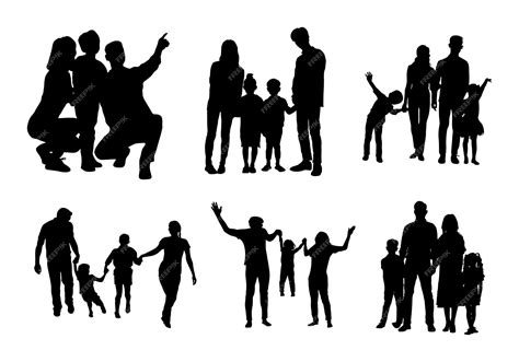 Family silhouettes happy family silhouette set | Premium Vector