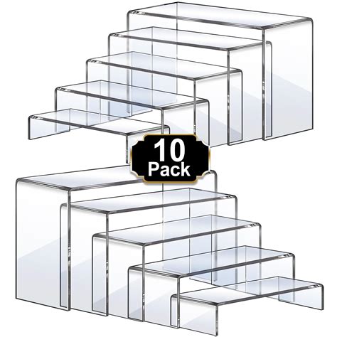 Aheroi Display Risers, 10 Pcs 2 Set Acrylic Riser Display Shelf, Clear ...