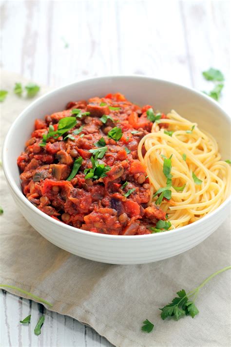 Green Lentil Spaghetti Bolognese - Happy Veggie Kitchen