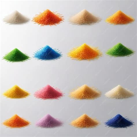 Premium Vector | A row of colored powdered sugars are shown on a white ...