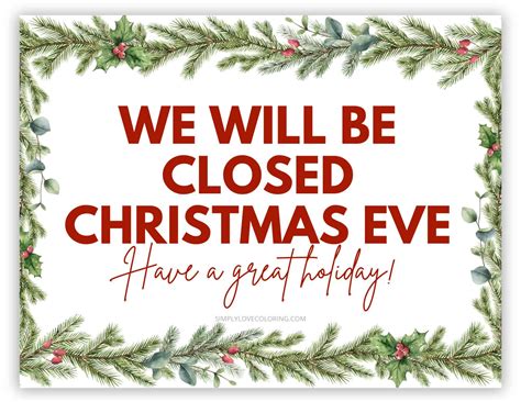 Closed Christmas Eve Sign Printable (Free PDF Download) - Simply Love ...