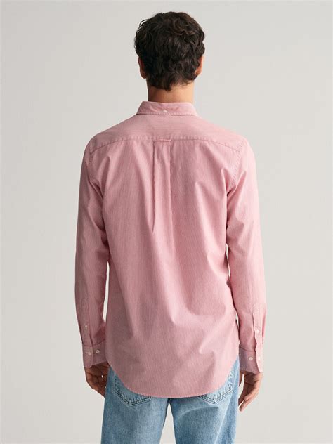 Shop Gant Men Red Striped Button-Down Collar Full Sleeves Shirt - Gant ...