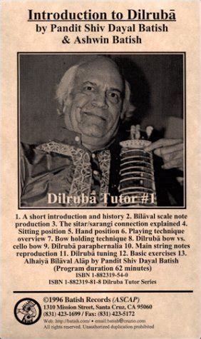 Dilruba Tutor #1 - Introduction to Dilruba [VHS]: Amazon.in: Movies ...