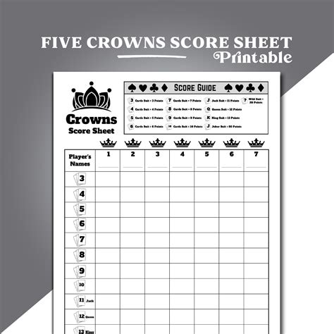 5 Crowns Score Sheet Printable - Printable Free Templates