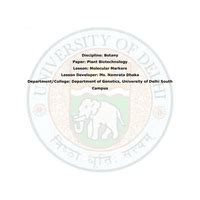 Lecture 18 - Molecular Markers - Plant Biotechnology - Botany