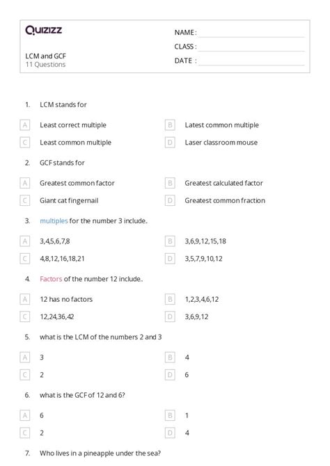 50+ Least Common Multiple worksheets for 8th Class on Quizizz | Free ...