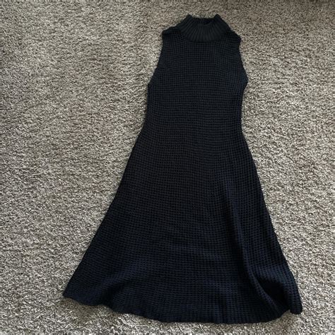 Black midi sweater dress with mock neck... | Depop