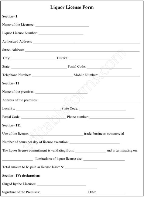 Liquor License Fillable PDF Form | Editable PDF Forms