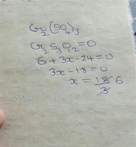 Oxidation no.of sulphur in cr2(so4)3 - Brainly.in