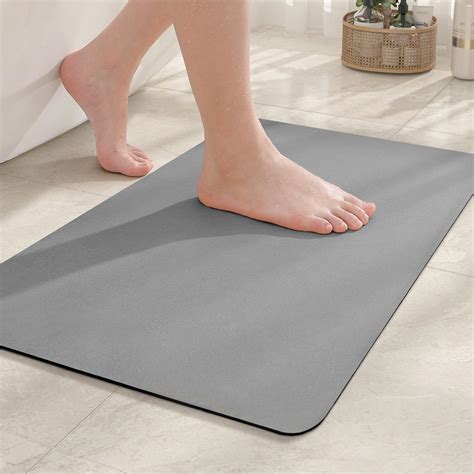 COLOR&GEOMETRY Diatomaceous Bath Mat Quick Dry 40x60cm, Thin Bathroom ...