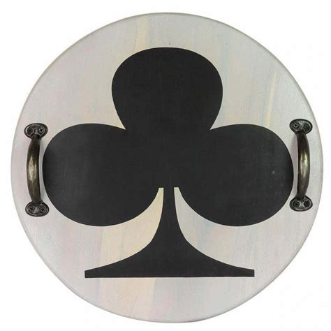 Clubs of Cards Wooden Tray with Handle