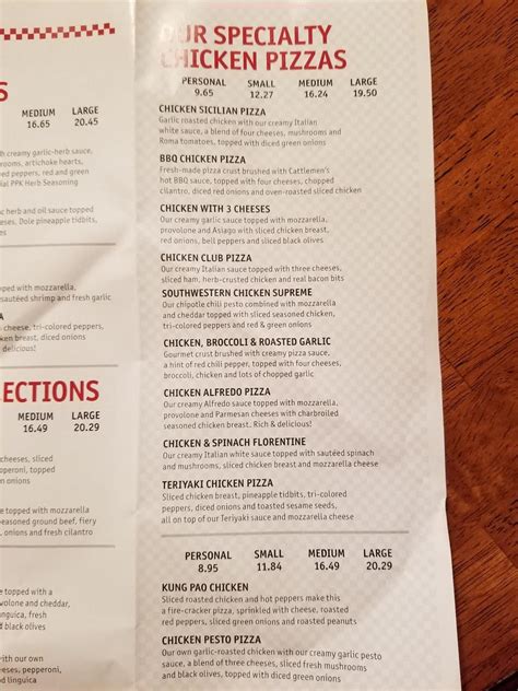 Menu at Paso's Pizza Kitchen East pizzeria, Paso Robles, Creston Rd