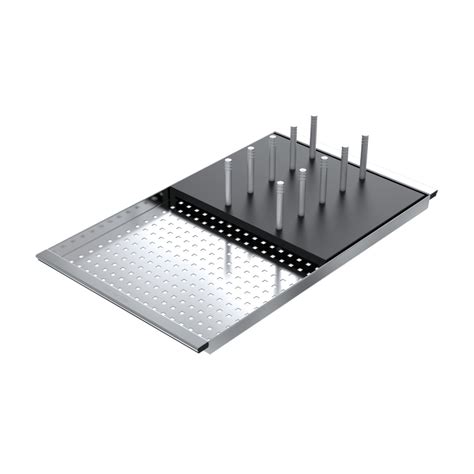 Sliding stainless steel bowl cover with black HPL draining rack