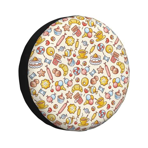 Salouo Coffee Donuts Print Spare Tire Cover 14-17 inch Spare Tire ...