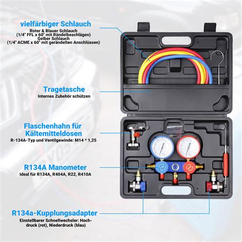 Buy R134a A/C Car Refrigerant Kit Pump Manifold Gauge Air Freon Vacuum ...