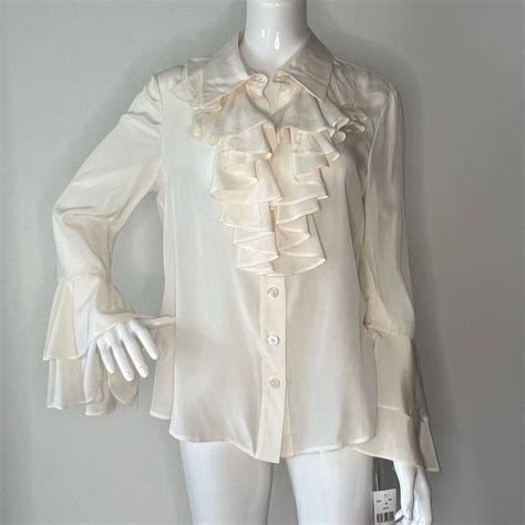 RICKI FREEMAN FOR TERI JOHN Silk Ruffled Blouse with Ruffle cuffs ...