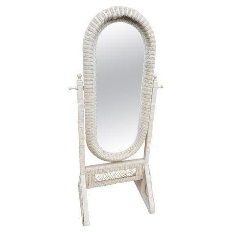 Freestanding Full Length Rattan Floor Mirror by Interlude, Circa 1970s ...