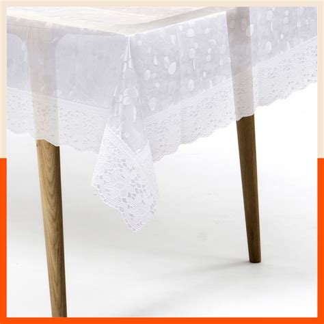 Albus Plastic Table Cover with White Lace for Dining Table at Home - R ...