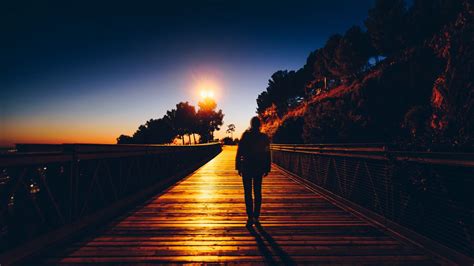 Download wallpaper 1366x768 silhouette, sunset, solitude, lonely, alone ...