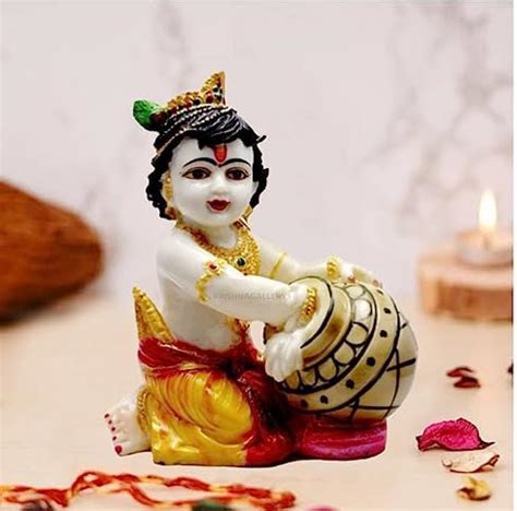 Buy SN Handicrafts Hand Carved Baby Krishna Resin Idol Sculpture Statue ...