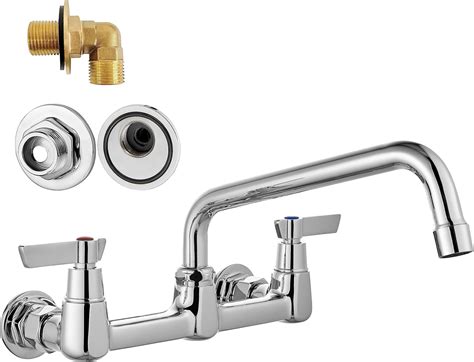Airuida Wall Mount Utility Kitchen Sink Faucet 2 Handle Wall Mounted ...