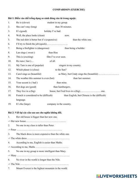 Image result for Comparison Test Worksheets