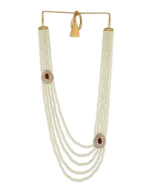 CATALYST Designer White Pearl Wedding Necklace Jewellery for Groom ...