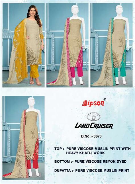 land cruiser 3075 by bipson prints viscose muslin pretty look suit ...